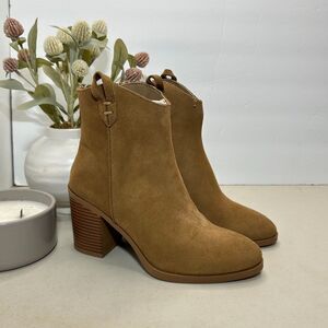 Mia Rhys Heeled Suede Bootie Leather Pull On Brown Women's US 6M NWOB